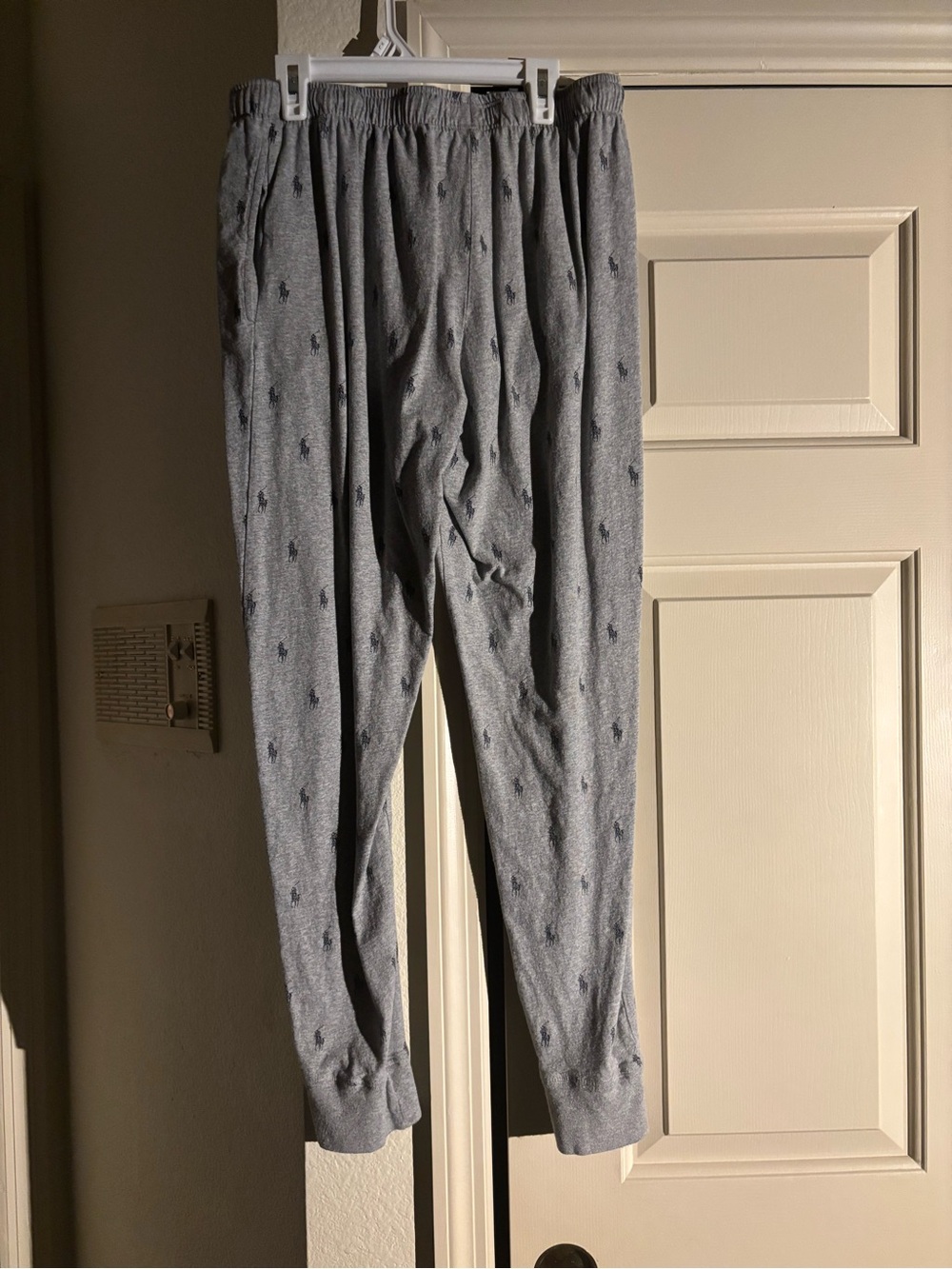 ralph lauren light gray men's Pajama Joggers with Small Navy Motif